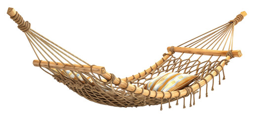 Obraz premium Woven hammock for relaxation and comfort isolated on transparent background