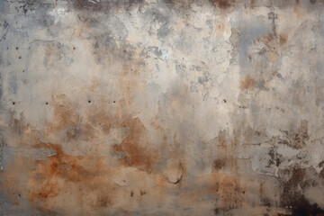 Processed collage of old rusty metal sheet texture in daylight. Background for banner
