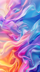 Obraz premium Colorful Silk Fabric with Smooth Gradient Waves and Light
