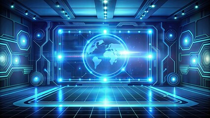 Obraz premium Futuristic technology interface with glowing lights , futuristic, technology, interface, glowing, lights, digital