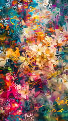 Colorful Abstract Art with Multicolor Paint Splashes and Textures