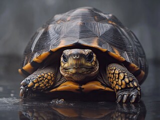 Naklejka premium Tortoise isolated on metal background