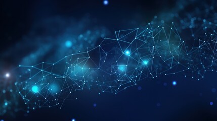 Fototapeta premium Abstract Blue Network of Connected Dots and Lines