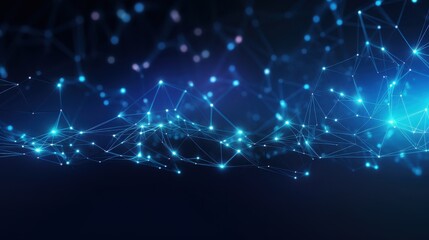Fototapeta premium Abstract Blue Network with Glowing Nodes