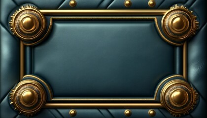Teal Leather Frame with Golden Accents and Studs