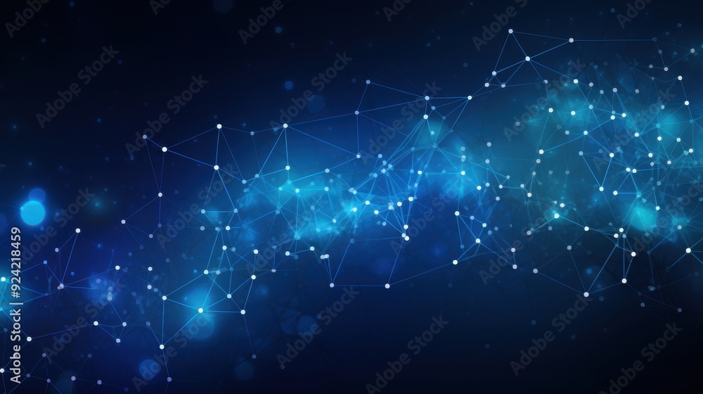 Poster abstract digital network with blue and white elements