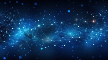Fototapeta premium Abstract Blue Network with Connected Nodes and Glowing Dots