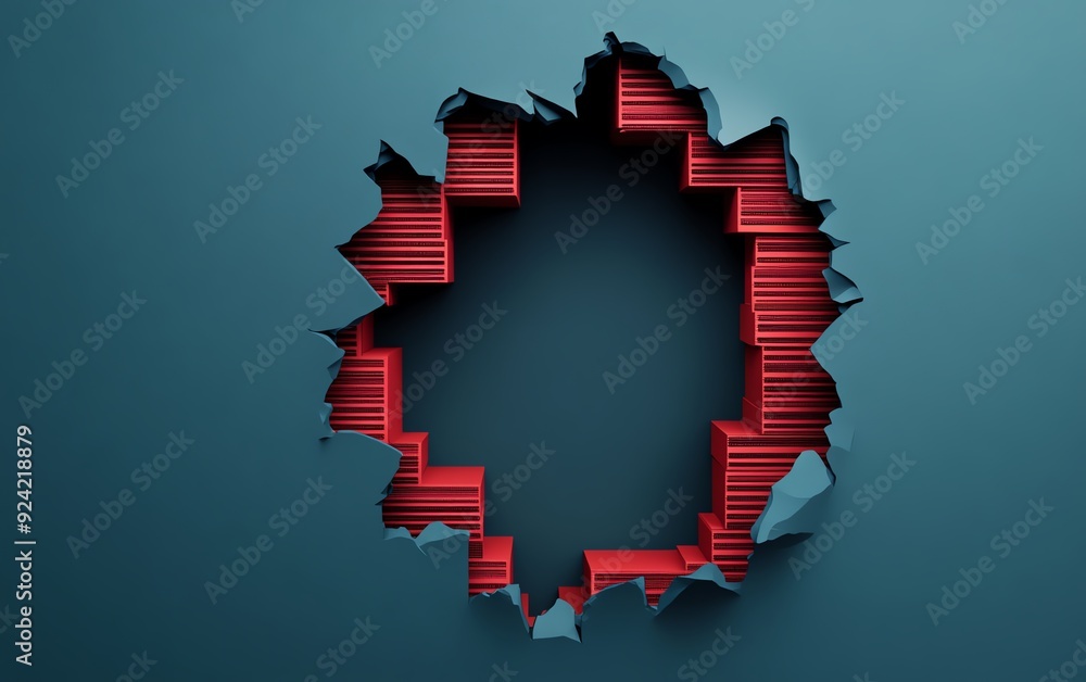 Aufkleber a d search engine icon breaking through a wall of data, symbolizing the power of search engines to r