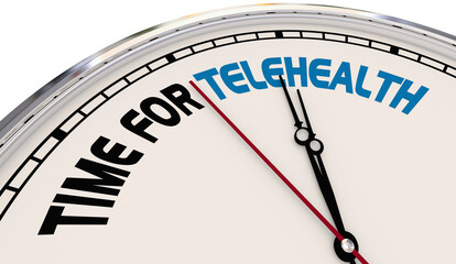 Time for Telehealth Appointment Clock Reminder Virtual Remote Doctor Visit 3d Illustration