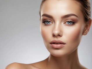 Fototapeta premium Close-up Portrait of a Young Woman with Makeup