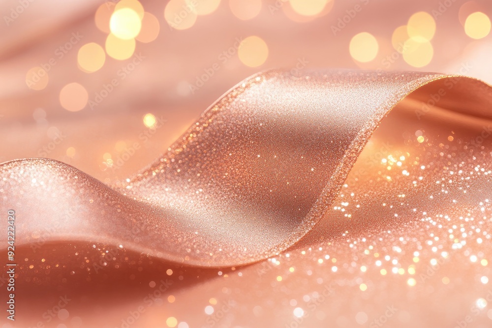 Poster rose gold ribbon with bokeh. perfect for adding a touch of elegance to your designs.