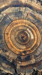 Naklejka premium The intricate patterns of growth rings reveal the age and history of this tree