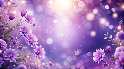 Fototapeta premium Dreamy purple floral background with soft bokeh lights, purple, floral, background, dreamy, soft, bokeh lights, serene