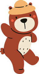 Childish Bear Character With Hat