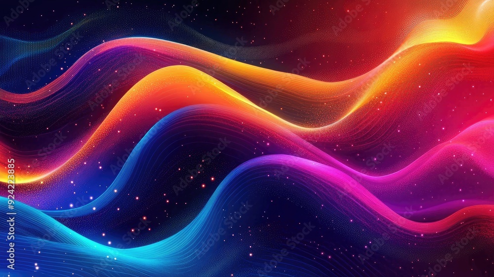 Aufkleber abstract colorful waves with a starry background. ideal for use as a background for any design proje