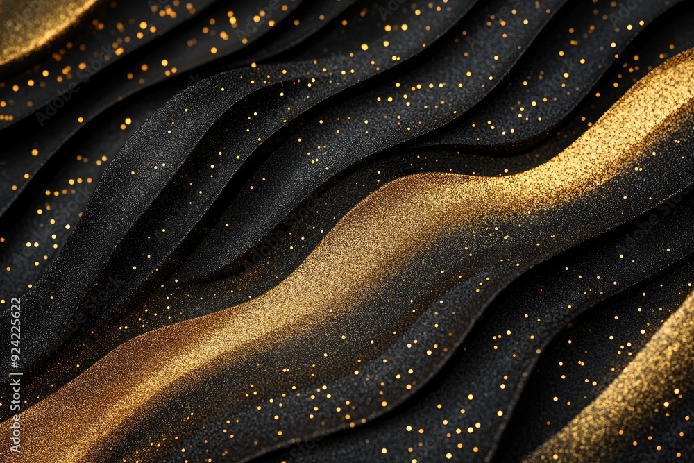 Poster abstract black and gold glitter background. this image is perfect for adding a touch of luxury and g