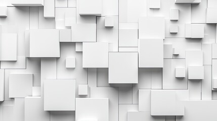 Abstract white cube pattern background. Use this photo for minimalist design, architecture or technology projects.