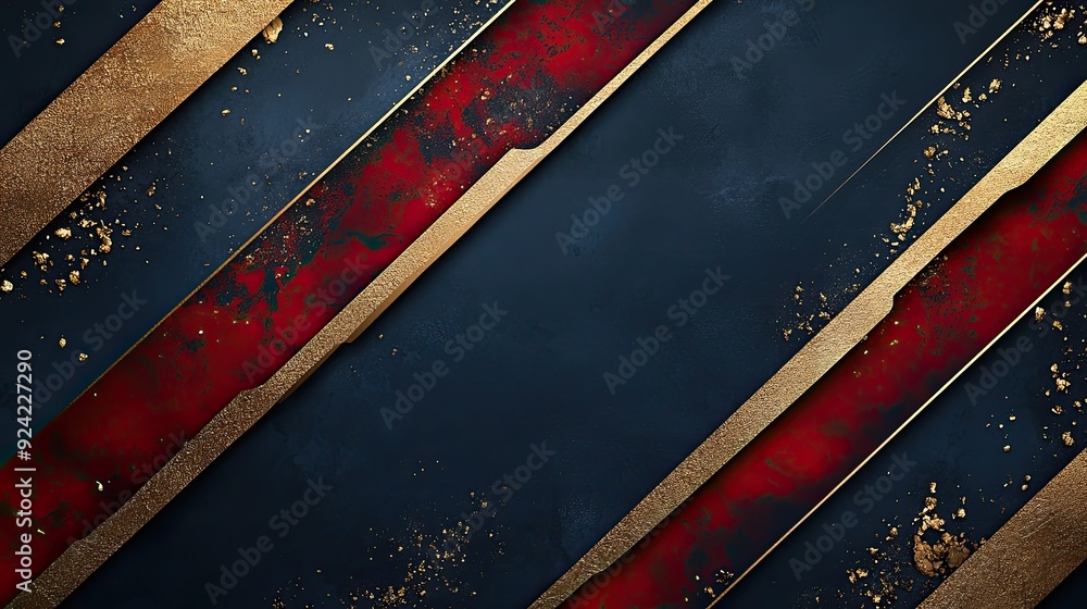 Poster abstract blue, red, and gold background. perfect for adding a touch of elegance and sophistication t