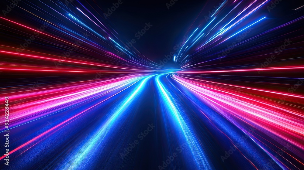 Poster abstract speed lines in blue and red. this image is perfect for representing speed, technology, and 
