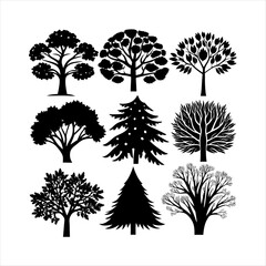 Obraz premium high resolution vector, silhouette, colorful tree image,