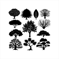 high resolution vector, silhouette, colorful tree image,