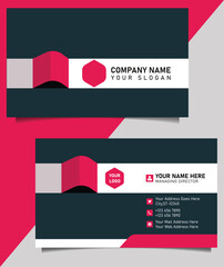 black business card with red shapes design