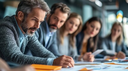 Fototapeta na wymiar Focused Businessman Leading Meeting