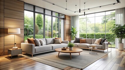 Modern interior living room with minimalist design and natural light, modern, interior, room, living room