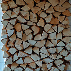 background made of stacked firewood 3d 