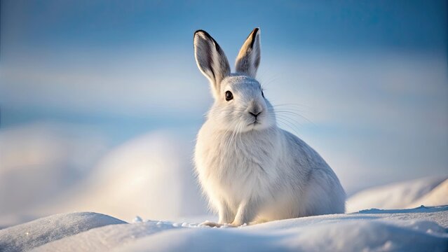 Arctic hare isolated on background, Arctic hare, isolated,background, white fur, cute, wildlife, animal, North Pole, snowy