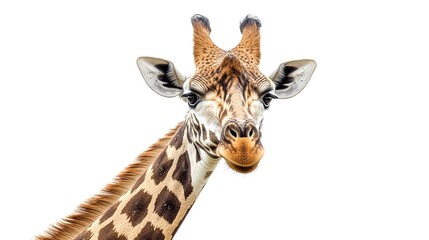 Obraz premium Portrait of a giraffe isolated on a white background.