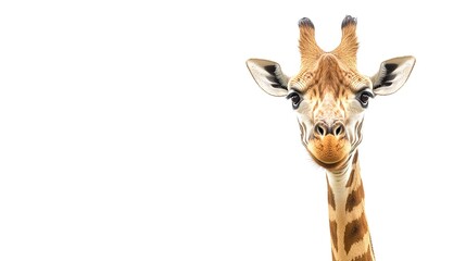 Fototapeta premium Portrait of a giraffe isolated on a white background. 