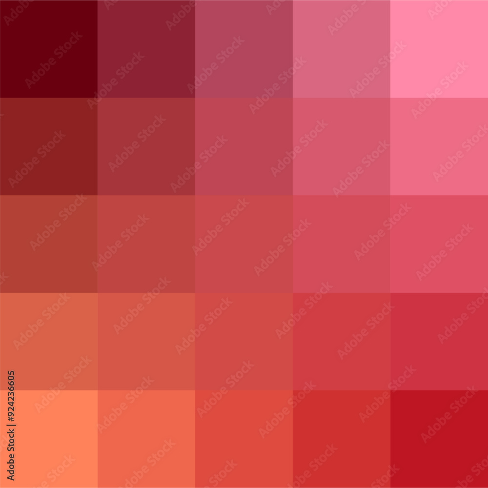 Poster red color palette. various shades. gradient squares. vector graphic.