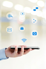 Digital marketing strategies in forgrapic sign banner, Business and technology concept