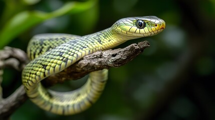 Fototapeta premium Antiguan racer snake on a branch 