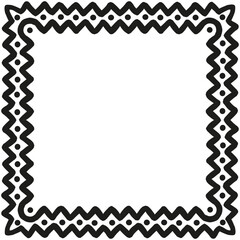 Decorative zigzag frame. Vector border design. Black and white. Abstract pattern.