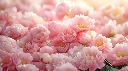 Fototapeta premium Beautiful pink peonies in bloom. Perfect for floral arrangements, greeting cards, or romantic projects.