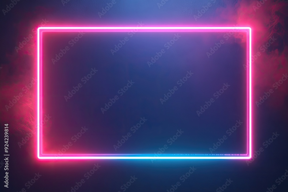 Poster neon glowing frame with smoke. perfect for adding text or graphics to create a futuristic, vibrant d