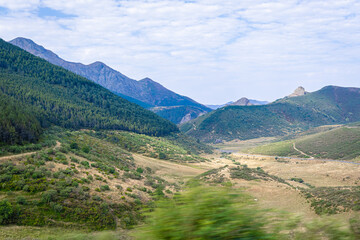 View of The Picos de Europa, a mountain range extending for about 20 km, forming part of the Cantabrian Mountains in northern Spain