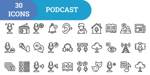 Podcast Icon Set For Illustration Simple