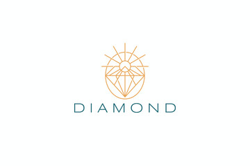 Diamond Logo with Sunrise Abstract Illustration Sign Symbol Jewelry Fashion Business