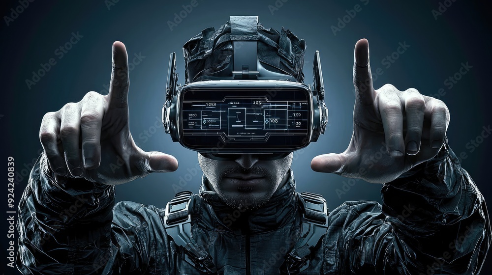 Poster futuristic finance management in virtual reality with glowing currency symbols and high-tech hologra