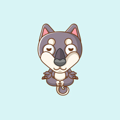Cute dog meditation yoga kawaii chibi character mascot illustration outline style design