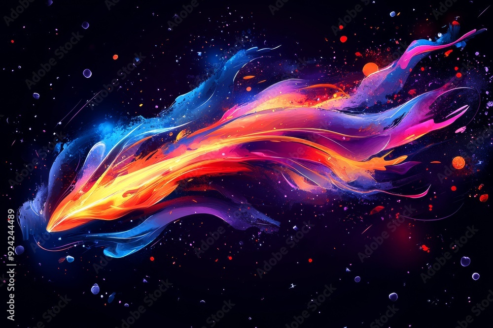Poster abstract digital explosion of vibrant colors and geometric shapes capturing the energy chaos and dyn