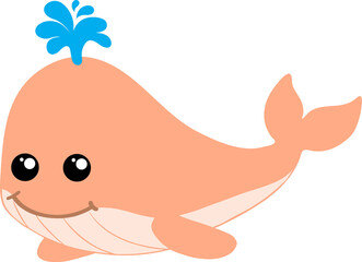 cute whale cartoon, sea animal