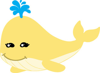 cute whale cartoon, sea animal