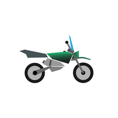 Applique in the form of a green motorcycle 
cartoon flat style