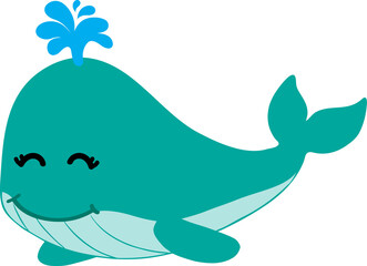 cute whale cartoon, sea animal