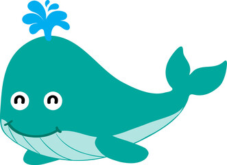 cute whale cartoon, sea animal