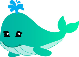 cute whale cartoon, sea animal